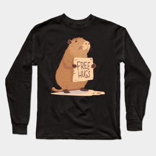 Free Hugs! Romantic Capibara Long Sleeve T-Shirt